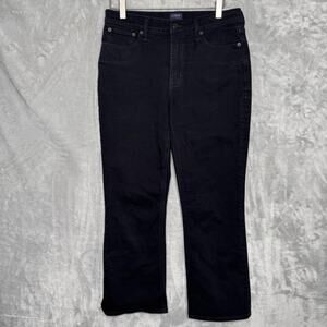 J Crew Mid Rise Flare Crop Jeans Womens 29 Black Stretch Denim Casual Pockets
